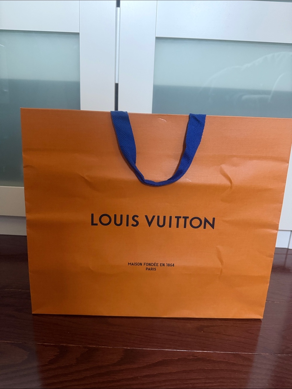 Louis Vuitton Shopping Bag with Blue Handles
